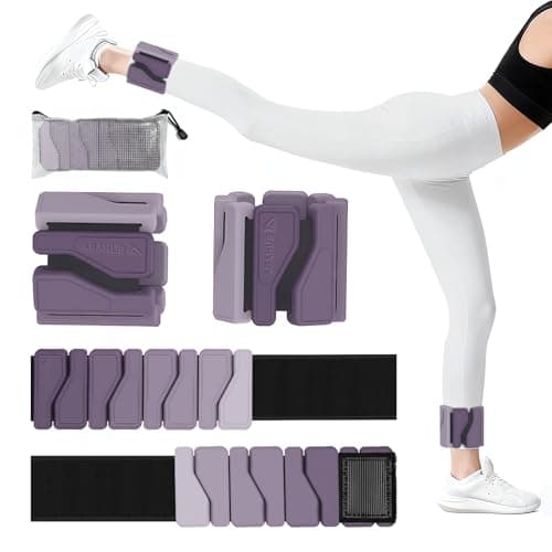 Abahub Adjustable Wrist & Ankle Weights 2Pack, Wearable Silicone Weighted Bracelet for Women, Arm Leg Weights for Home Gym Workout, Running, Yoga & Pilates - Gradient Purple (2LB Total)