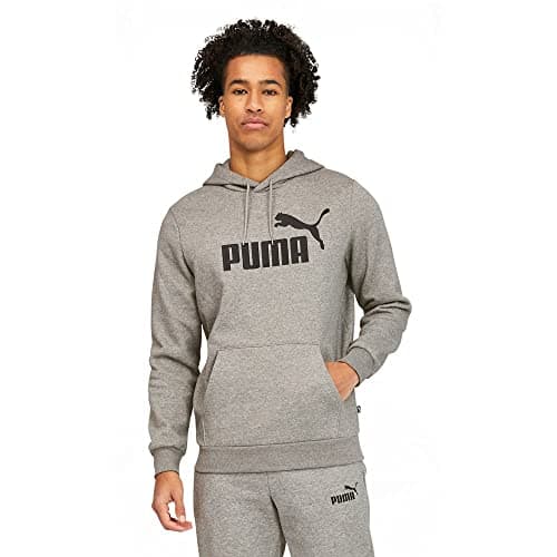 PUMA Men's Essentials Big Logo Fleece Hoodie, Medium Gray Heather, XL