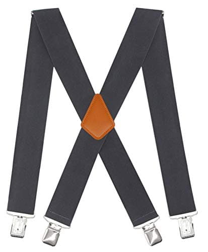 Doloise Men's Suspenders X Back 2 Inches Wide with Extra Heavy Clips Adjustable Braces for Men Suspender (Dark Grey)