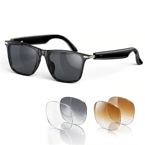 2026 AI Smart Glasses with Bluetooth Call,AI Real-Time Translation Smart Glasses,Music Playback & Hands-Free Calls,AI Glasses with Sunglasses Lenses+Photochromic Lenses+Brown Lenses for Men & Women