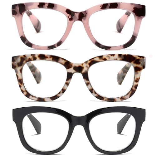 FSRTEP Fashion Style Readers for Women - Stylis Style Reading Glasses Blue Light Blocking and Spring Hinge Oval Ladies HBF +3.0