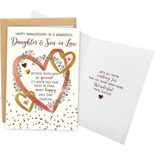 WDphouly Anniversary Card for Daughter and Son-in-Law, Wedding Anniversary Card for Daughter & Her Husband, Heartfelt Anniversary Card from Parents