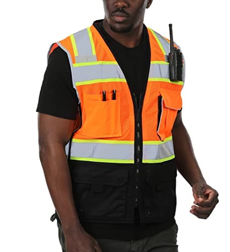 sesafety Safety Vest with 9 Pockets, High Visibility Reflective Vest, Security Vest, Work Vest for Men, ANSI/ISEA Class 2 Type R