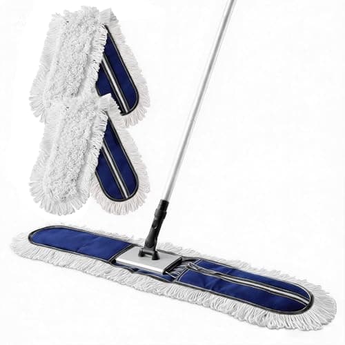 CLEANHOME 36” Dust Mops for Floor Cleaning Heavy Duty Hotel Company Household Cleaning Supplies for Hardwood, Tiles, Marble (Blue)