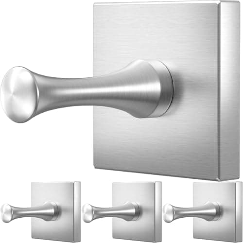 DGYB Towel Hooks for Bathrooms Set of 4 Brushed Nickel Shower Hooks for Inside Shower Stainless Steel Heavy Duty Wall Hooks for Hanging for Kitchen Bedroom Office Pool Coats