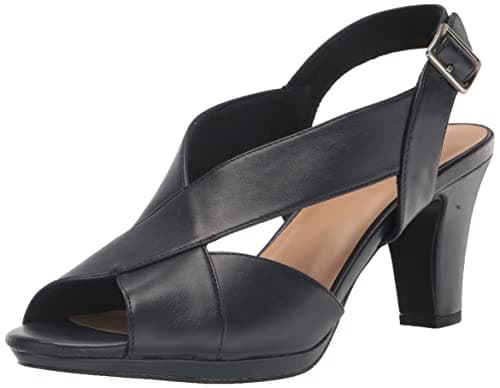 Easy Street Women's Christy Peep Toe Slingback Heeled Sandal with Adjustable Buckle