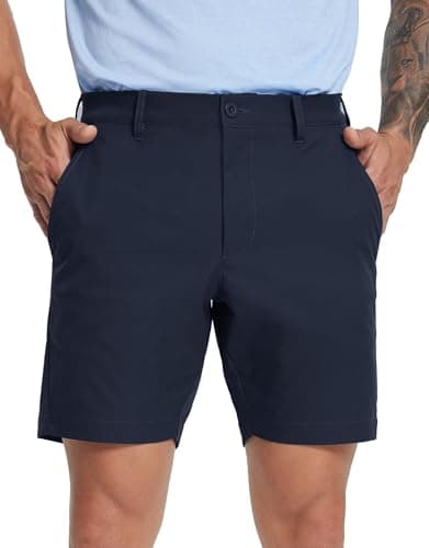 MICHEL ROUEN Golf Shorts Men 7" Inseam Lightweight Quick Dry Fit Stretch Solid Casual Dress Golf Shorts for Men Navy