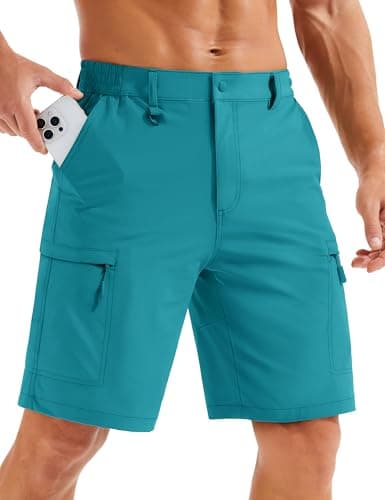 MAGCOMSEN Mens Golf Shorts Light Weight Quick Dry Hiking Cargo Water Resistant Fishing Work Outdoor Shorts Lake Blue, 30