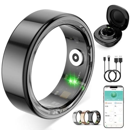 ZBNMY Smart Ring for Women Men,No Subscription Fee,Fitness Tracker Ring with Heart Rate, Sleep Monitoring, Blood Oxygen, Step Counting for iOS and Android, Waterproof(Black, 9)