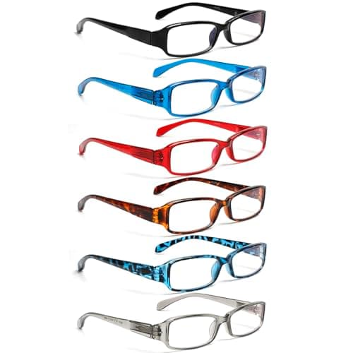 Henotin 6 Pack Reading Glasses for Women, Blue Light Blocking Pattern Print Readers, Spring Hinge Computer Eyeglasses (Multi-Color-C, 2.0, x)