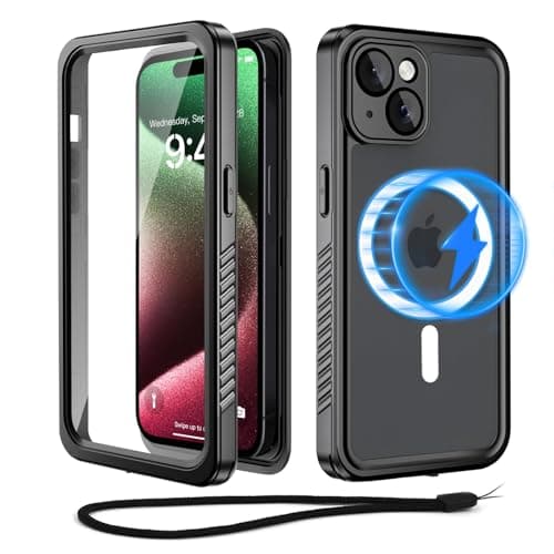 Beeasy for iPhone 15 Waterproof Case Compatible with Magsafe IP68 Underwater Military Grade, Phone Case with Shockproof, Dustproof, Rugged 360 Full Body Protection Cover with Built-in Screen Protector