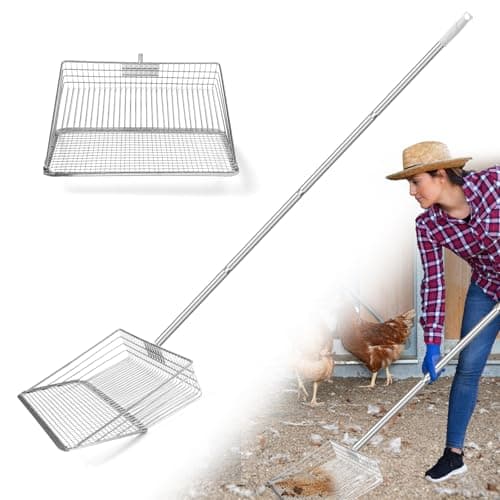 Chicken Poop Scooper,Coop Scoop Shelf, Detachable Tool (36 to 63 inches),Stainless Steel Coop Scoop, Poop Shovel for Chicken Coop Accessories,Chicken Coop Scoop,Chicken Coop Cleaning Tools.