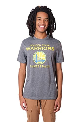 Ultra Game Men's Arched Plexi Short Sleeve Tee Shirt Golden State Warriors Charcoal Heather Small
