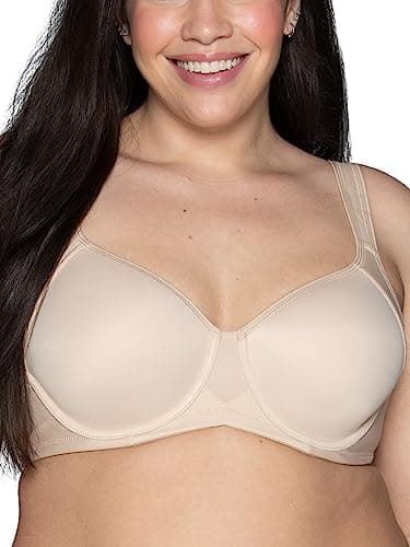 Vanity Fair Medium Impact Sports Bras for Women, Breathable, Moisture Wicking, Padded Cups up to DDD, Underwire-Neutral, 44D