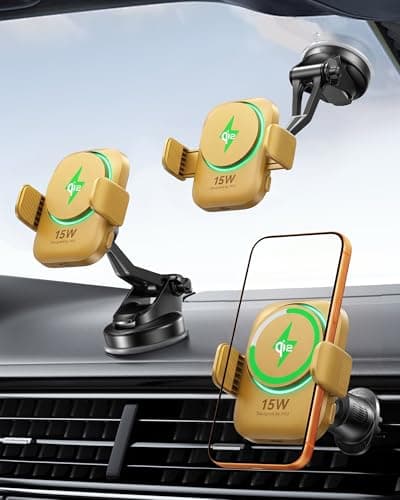 INIU 3-in-1 Magnetic Wireless Car Charger- Extra Clamp for Bumpy Road, Cooling Fan to Extend Battery Life, Original Qi2 Certified 15W Fast Charging for iPhone 12-17 Series