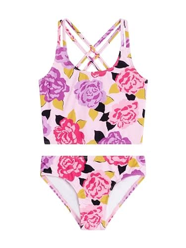 Kanu Surf Girls, Waverly UPF 50+ Beach Sport Criss-Cross Tankini, Avril Pink, 10