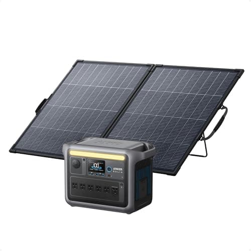 Anker SOLIX C1000 Portable Power Station with 200W Bifacial Solar Panel, 1,800W Solar Generator, 1,056wh LFP (LiFePO4) Battery, 6 AC Outlets, Up to 2,400W for Home, Power Outages, and Outdoor Camping