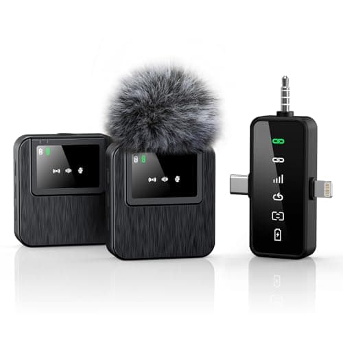 BAILIXIN 3-in-1 Compact Wireless Microphone for iPhone, Android, Camera with 20HR Battery, 328FT Range, Mini Microphone for Video Recording, Noise Canceling for Content Creators