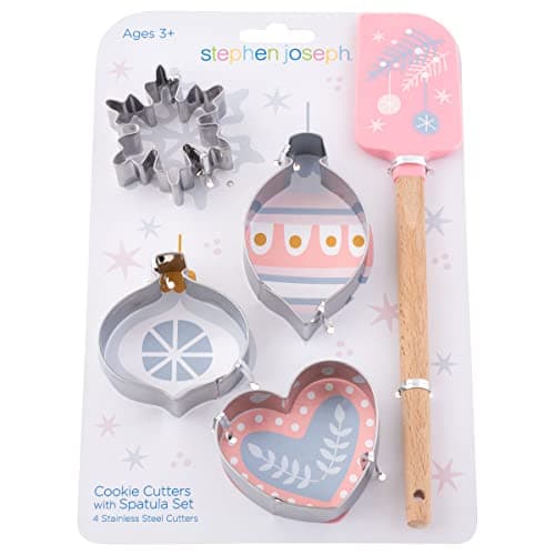 Stephen Joseph, Holiday Cooking Set, Kids Cooking Cookie Set, Kids Toddler Cookie Cutter and Spatula, Ornament