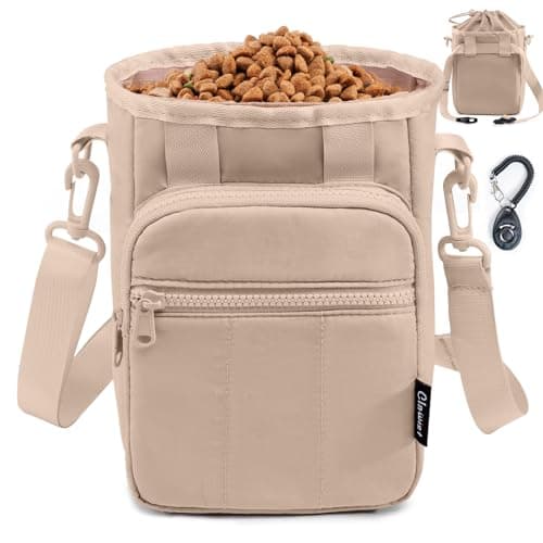 CLAWIST Stylish Dog Training Treat Pouch with Waist & Shoulder Strap, Dog Treat Bag for Walking and Training, Removable Waterproof Liner, Drawstring Treat Holder with Front Pocket & Clicker