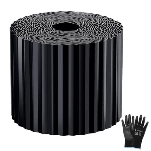 Velway Corrugated Metal Garden Edging - 6" H x 40Ft Sturdy Landscape Edging Border for Lawn, Flower Bed, Paver Edging and Garden Fence - Black
