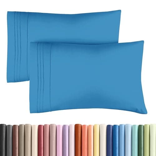 Standard Pillow Cases Set of 2 - Soft Hotel Quality Pillowcase Covers - Comfy & Wrinkle Free - Stain and Fade Resistant - Machine Washable Pillow Protectors - 2 Piece Set - Standard Size Denim Blue