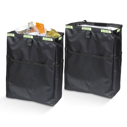 NetCan Car Trash Can, Car Trash Bag Hanging, 3.5 Gallons Ultra Large Capacity Organizer and Storage with Adjustable Straps, Leakproof Lining (Pack of 2)