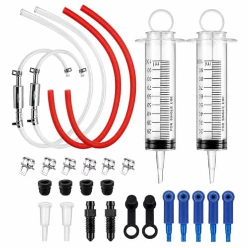 VORETZCSYNC Brake Bleeder Kit, 31-Piece One-Person Brake & Clutch Bleeding Tool with 2 x 100ml Syringes, One-Way Check Valve Hoses, Quick Adapters & Clamps for Motorcycle, ATV, Car and Light Truck