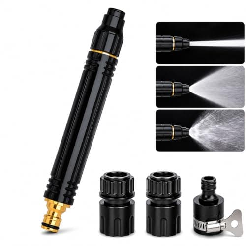 High Pressure Hose Nozzle with 3 Spray Modes, Twist-Control Spray Nozzle with 3 Adapters for Car Washing, Garden, Patio and Driveway Cleaning