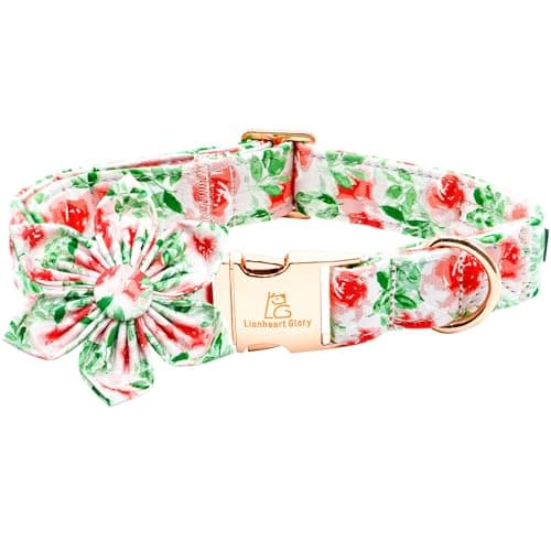 Lionheart glory Dog Collar Flowers Collar Floral Dog Collar with Flower Spring Summer Cute Collar Dog Boy or Girl Dog Collars Soft Durable Adjustable Dog Collars for Small Dogs