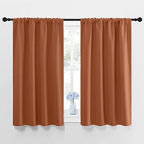NICETOWN Blackout Curtains and Drapes - Thermal Insulated Solid Rod Pocket Blackout Draperies/Panels (Burnt Orange, 1 Pair, 42 by 48 inches)