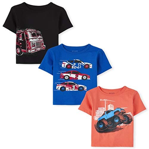 The Children's Place,Baby-Boys,and Toddler Vehicle Short Sleeve Graphic T-Shirts,multipacks,Firetruck/Racecars/Monster Truck 3-Pack,18-24 Months