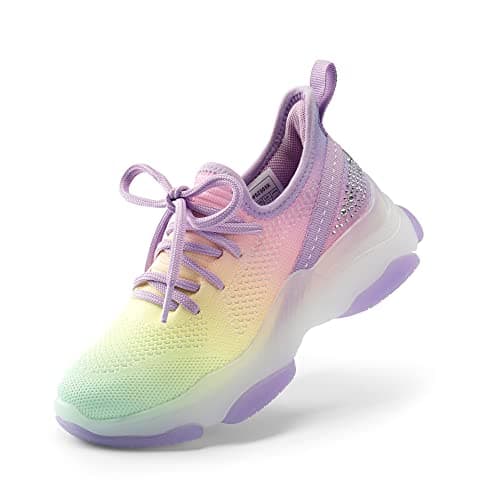 DREAM PAIRS Girls Slip-On Sneakers Kids Sparkle Pop Lightweight Jelly Sole Walking Shoes,Size 10 Toddler,Rainbow/Purple,SDFS2303K