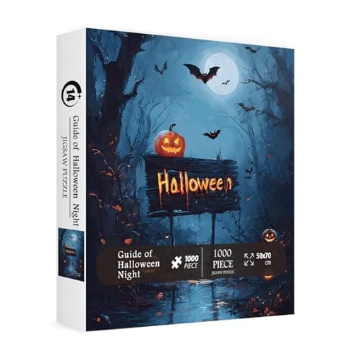 Mystery Halloween Indicator Theme Puzzles for Adults 1000 Pieces. Horror Pumpkin and Bat Art Jigsaw Puzzles. Challenging Scary Scenery Puzzles