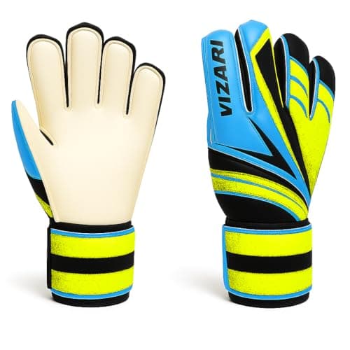 Vizari Avio F.P. Soccer Goalkeeper Gloves - Superior Grip, All Skill Levels - Non-Slip Receiver Gloves | for Kids and Adults (Blue/Green, Size 7)