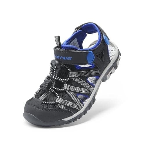 DREAM PAIRS Boys Girls Closed-Toe Outdoor Summer Water Sport Sandals for Toddler/Little/Big Kid,Size 5 Toddler,Black/Grey/Blue,181108K