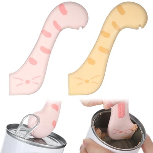 Yiyiring 2 Pack Dog Cat Spoon Silicone Can Opener 3 in 1 Spatula Pet Food Scoop Can Supplies Mixing Spoons Cute Cat for Pet Wet Canned