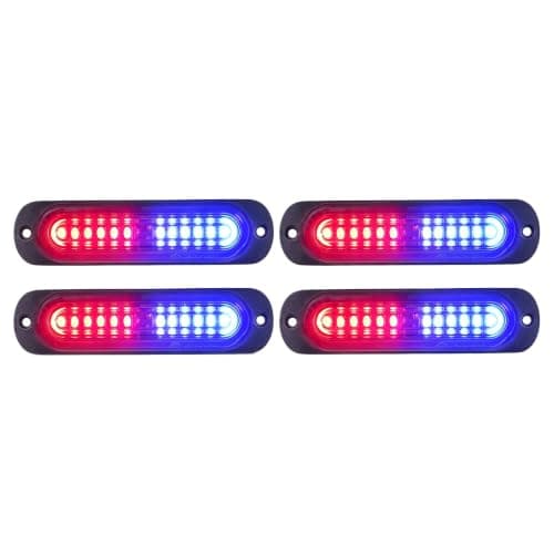 Xprite Multi Color 12 LED Emergency Strobe Lights Kit Surface Flush Mount Side Marker Grill Grille Hazard Warning Flashing Light Head for Construction Towing Snow Plow Pickup Work Trucks Cars-4PCS