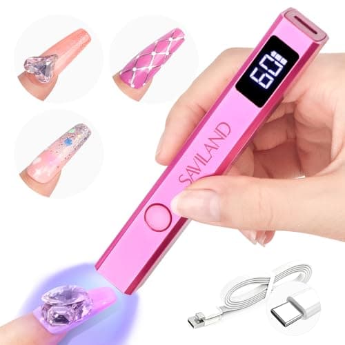 SAVILAND Handheld U V Nail Lamp: Mini Cordless Flash Cure Nail Light for Gel Polish with 2 Timer Settings 20/60s & LCD Display, Rechargeable USB U V Light Flash Cures All Soft Gels for Home Salon Use