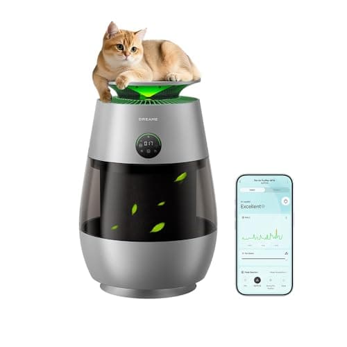 Dreame Pet Air Purifier AP10, Suck Up Floating Cat Dog Hair Dander, NeverChange 5.4-Year Filters for Odor Purification, 1346 ft² for Home Large Room, Pet-Friendly Design, APP & Voice Control, Grey