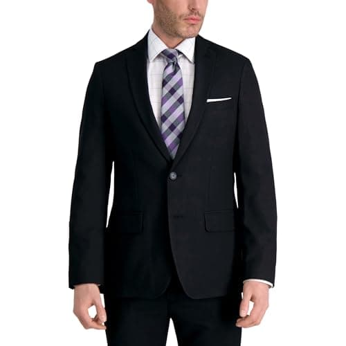 Haggar Men's Smart Wash Performance Slim Fit Suit Separates-Pants & Jackets, Black-Jacket, 44