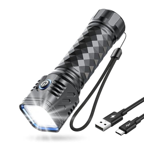 WdtPro Rechargeable Flashlights High Lumens, 2000mAh Battery Powered Super Bright LED Flashlight, USB C Handheld Metal Pocket Flashlight Small EDC Tactical Flash Light for Home Camping Fishing Hiking