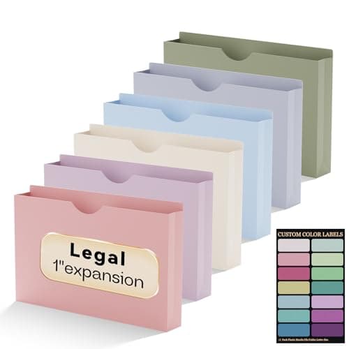 NORDUN Plastic 1 Inch Manila File Jackets,Legal Size,12 Pack Manilla Pocket Folders,Expandable File Jackets for Document,Expansion Pocket,Straight Cut Tab,Poly Project File Jacket,Pastel Color