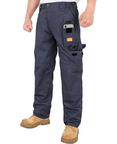 Titicaca Men's FR Cargo Pants Flame Resistant Pants 7.5oz 100% Cotton Grey Fire Retardant Elastic Waist Pants