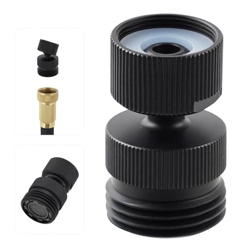 Hibbent Swivel Faucet Adapter Kit, Solid Brass 3/4" Garden Hose Connector, 360 Degree Kitchen Sink Faucet Adapter for Female & Male to Male, Matte Black