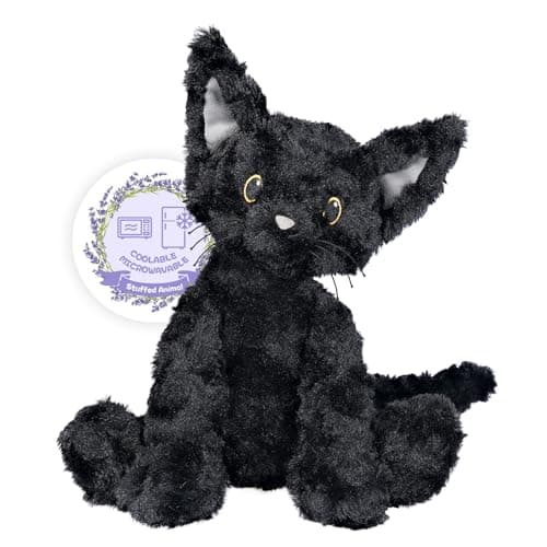 SuzziPals Coolable & Heatable Cat Stuffed Animals, Microwavable Heating Pad for Period Discomfort, Lavender Scent Cat Plush, Black Cat Plush Gift for Kids & Aldults