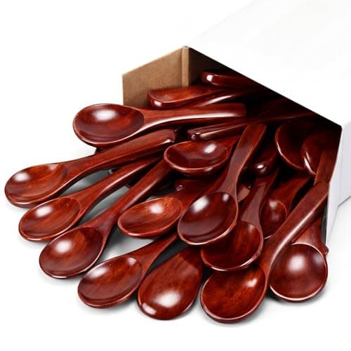 Bokon 50 Pcs 3.5 Inch Small Wooden Spoons Mini Wood Spoons Utensils for Stirring Coffee, Tea, Sugar Jar, Spices, Honey, Cooking & Crafts