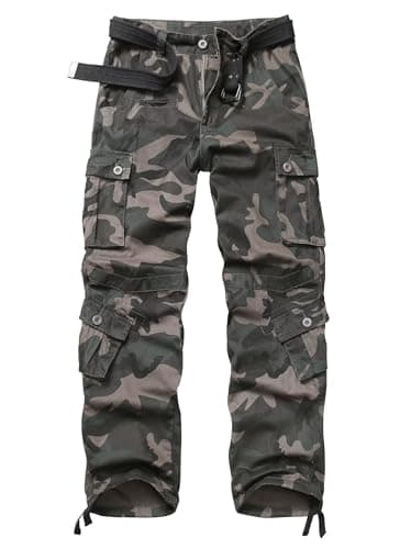 GSGGIG Men's Cargo Pants, Casual Outdoor Camo Pants, Relaxed Fit Work Pants with Multi Pockets 3354 T86 42