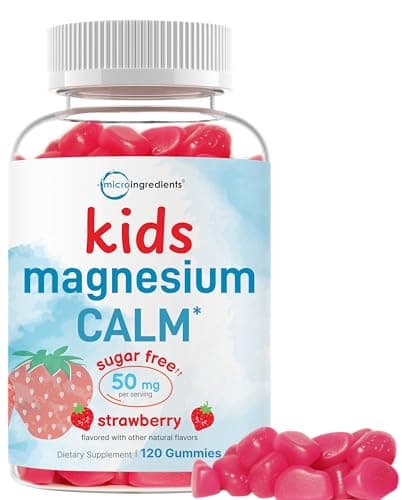 Kids Magnesium Gummies for Age 2+, 120 Count | Sugar Free Strawberry Flavor | Calm Magnesium Citrate Gummies for Sleep, Relaxation, Muscle, Bones, & Mood Support* | Non-GMO, Gluten Free