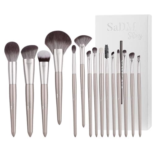 Makeup Brush Set (15 Pieces) - Includes Foundation, Powder, Concealers, Highlighter, Contour, Eye Shadows & Blush Makeup Brushes - Face & Eye Make Up Brushes with Synthetic Bristles
